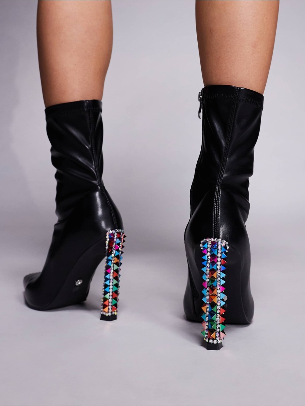 AZALEA WANG STUDDED STILETTO BOOTIE - BLACK VARIOUS SIZES (NEW WITH TAGS)